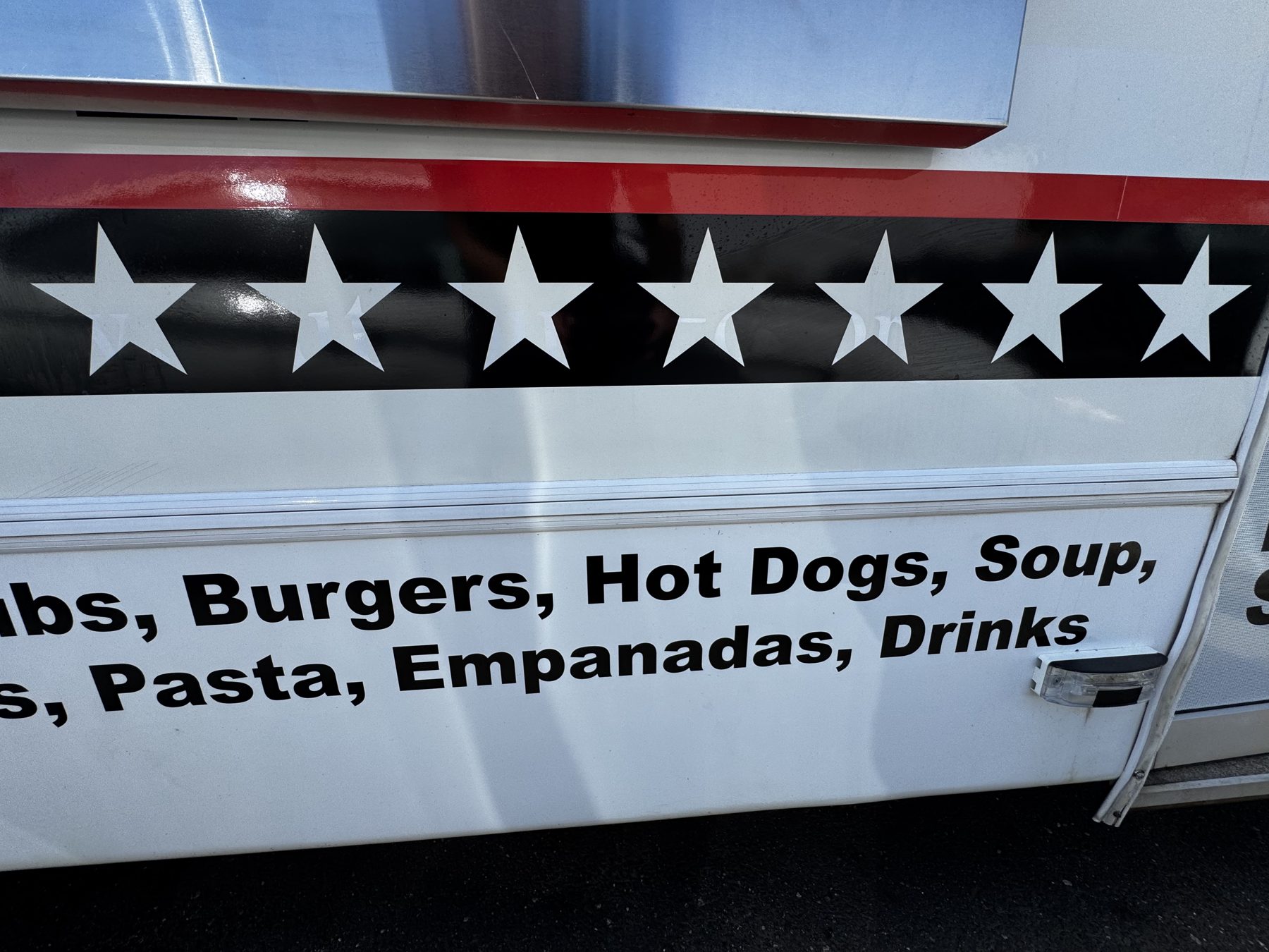 Menu lettering on the truck
